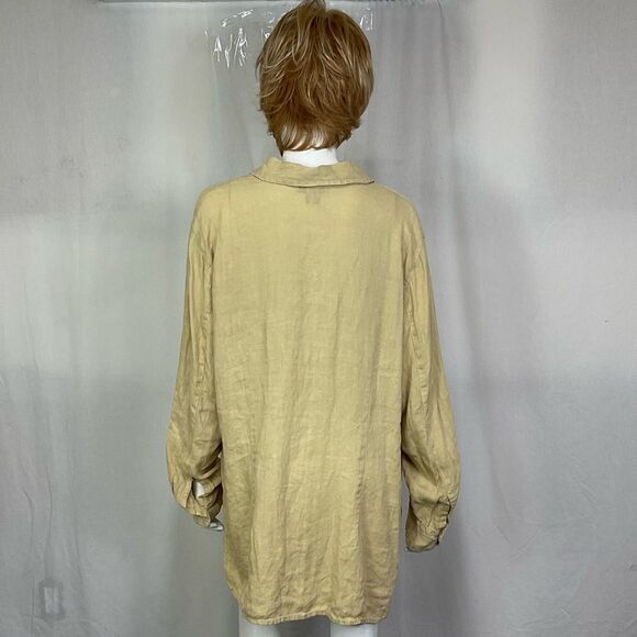 NU Construction 100% Linen Boho Lagenlook Ling Sleeves Button Up Shirt Size 1X - Picture 5 of 12